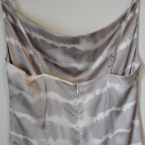 Satin Mini Slip Dress Gray White Tie Dye Sleeveless Holiday Party Medium NWT - Picture 9 of 15